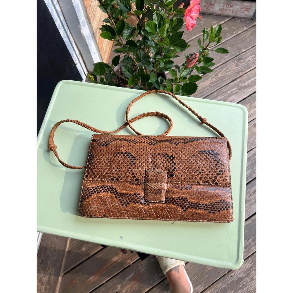 1950s Vintage Python Snake Skin Purse Handbag Large.